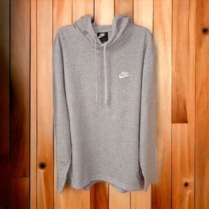 NIKE XL gray hooded fleece lined pullover athletic longsleeve top NWOT